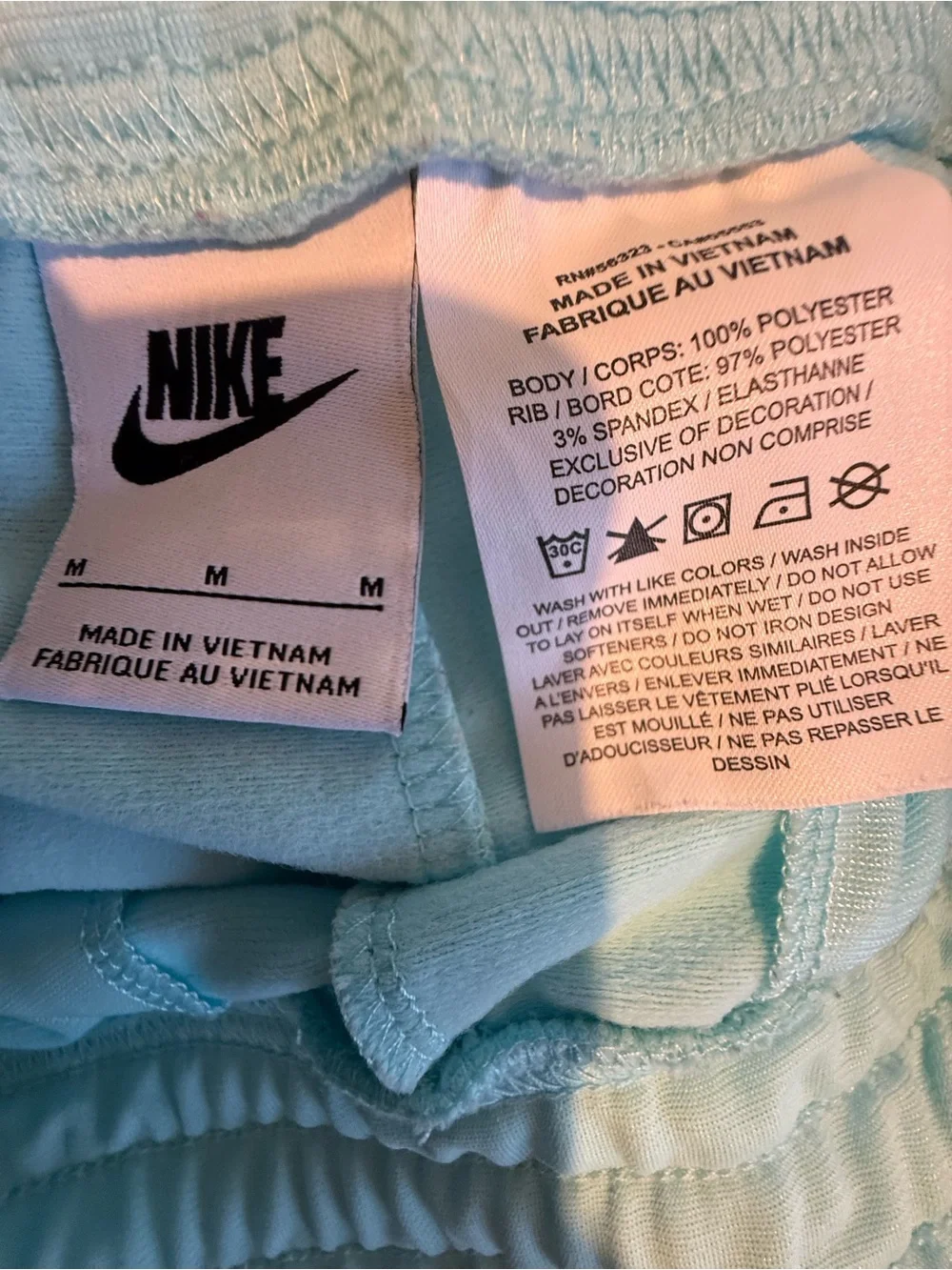 Nike Kids light teal blue Joggers with Blue Piping